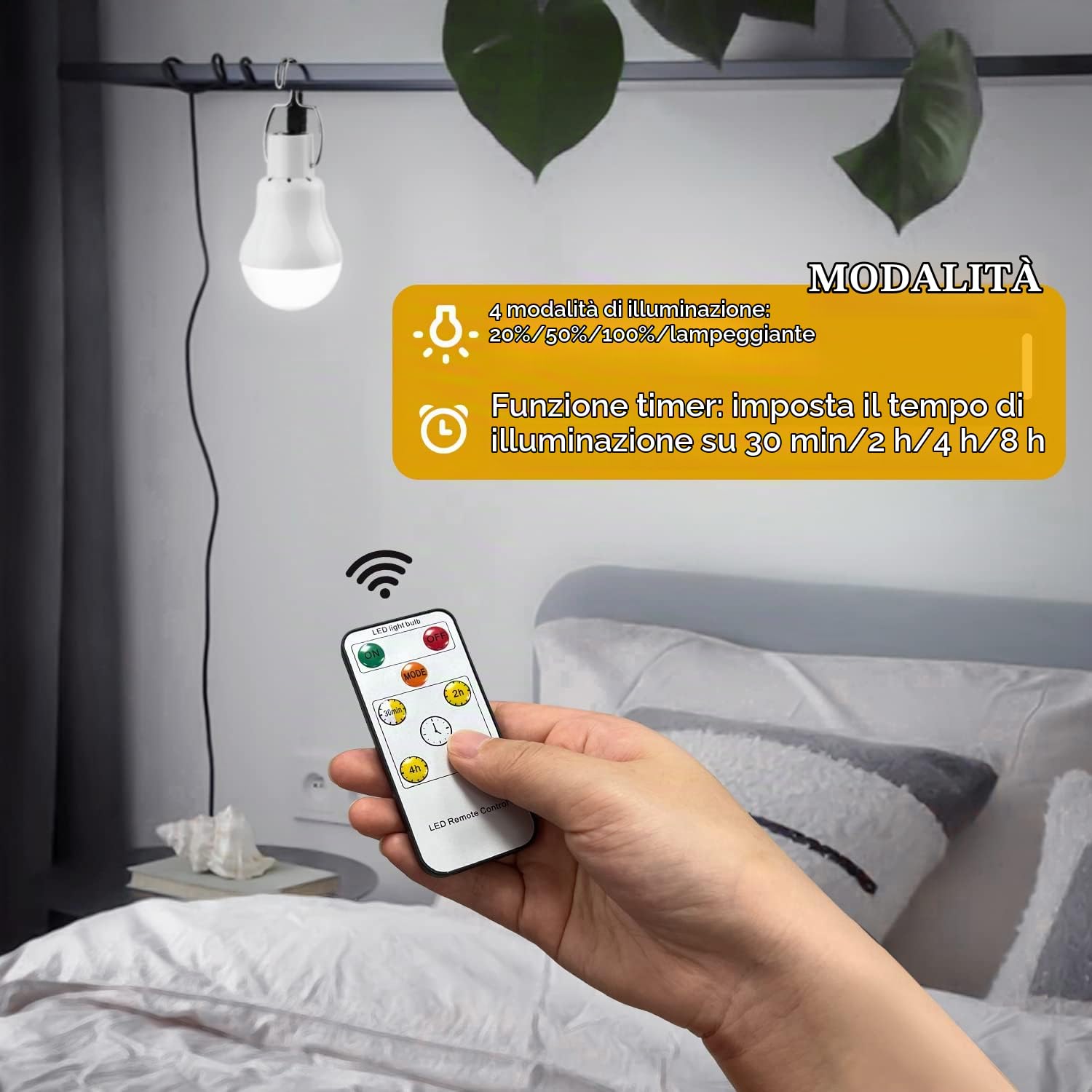 Lampade Solari Con Telecomando 2PCS e Cavo da 3,5 m*2 - Ricaricabili 130 Lumen per Esterni e Interni - Lanterne Con Luci LED per Giardino, Pollaio, Emergenza, Campeggio, Viaggi