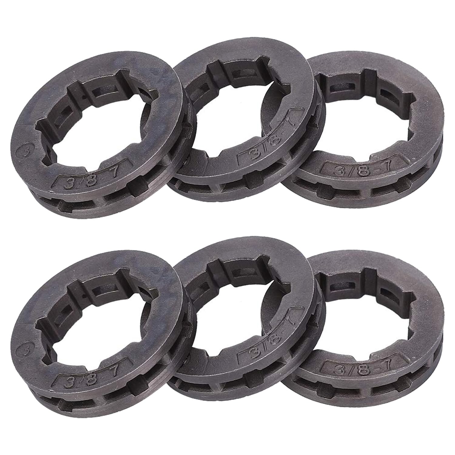 Piñones de Motosierra, 3/8 "7 Dientes Llanta de Piñón de Llanta de Transmisión de Cadena 68210, Piezas de Repuesto de Motosierra para 030 031 032 038 041 044 046 064066 MS361 MS362 MS440 (6 Pcs)