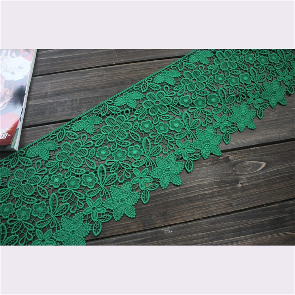 Générique Fleurs Vertes Broderie Coton Tissu Dentelle Ruban DIY Turban Jupe Rideau Canapé Guipure Garnitures Couture Décor (Couleur : Vert, Taille : 18CM) (Vert 18CM)