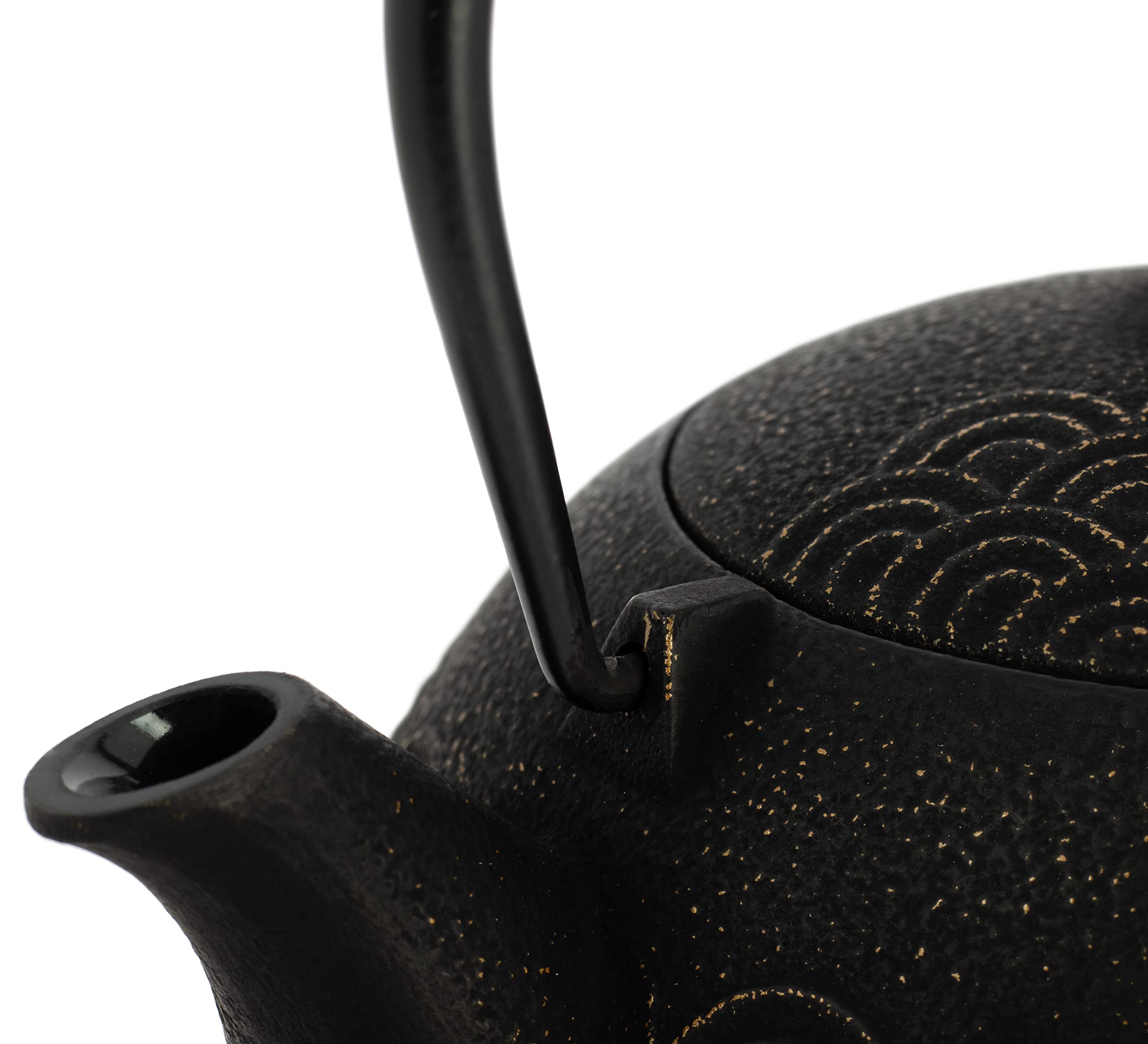 Iwachu Nanbu Tekki Théière Seigaiha Noir/Doré 900 ml - Fer coulé du Japon