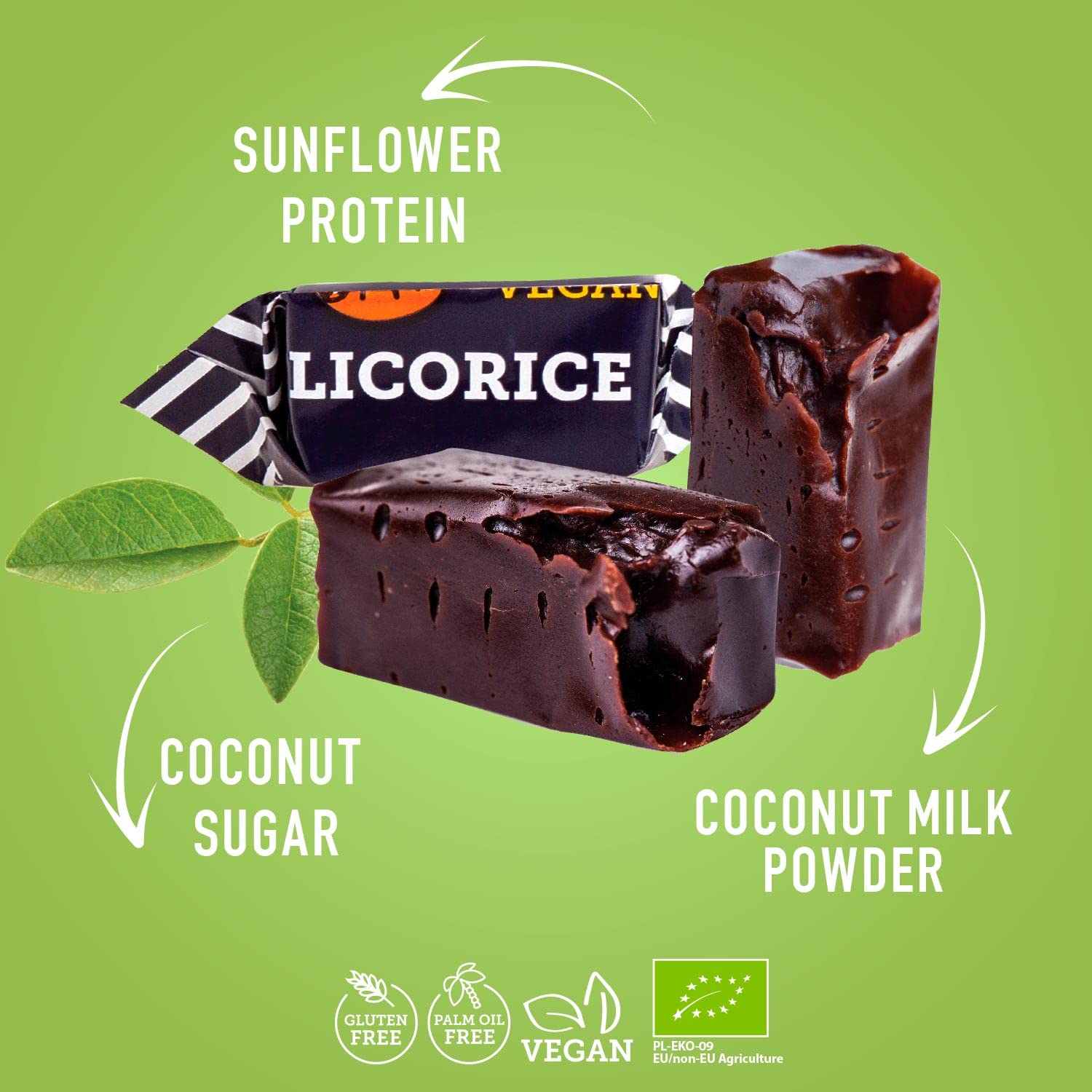 SUPER FUDGiO Organic Bonbons - Lakritz – Vegan und Glutenfrei ohne Palmöl - mit Bio Kokosmilch und Kokosnusszucker | 10 X 150g