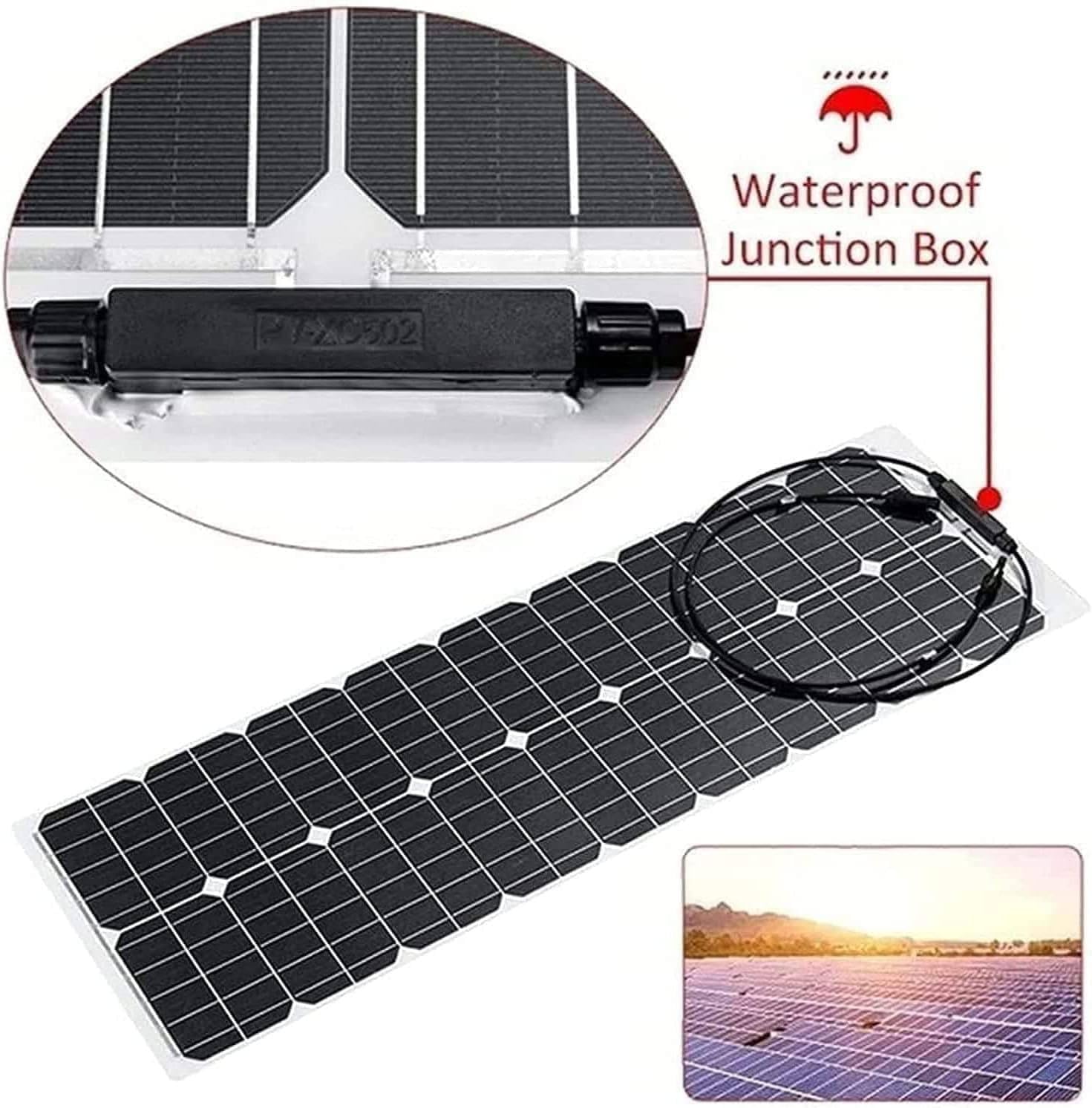 Pannello Solare per Auto, Caricabatterie Monocristallino ad Energia Solare a Protezione Multipla, Controller Caricabatterie per Auto Portatile per Auto Camper Barche,White