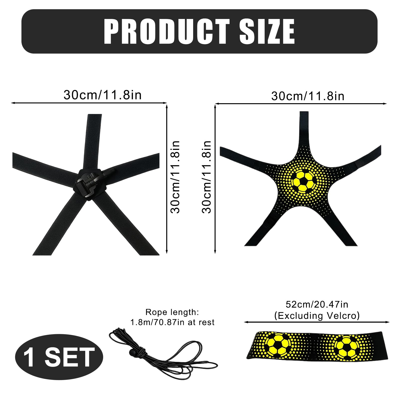 Entraîneur de Football Solo pour Enfants et Adultes - Aide au Jonglage et Contrôle de Balle - Ceinture Réglable avec Sangle Élastique pour Ballons Taille 3-5 - Idée Cadeau Sport (Ballon Non Inclus)