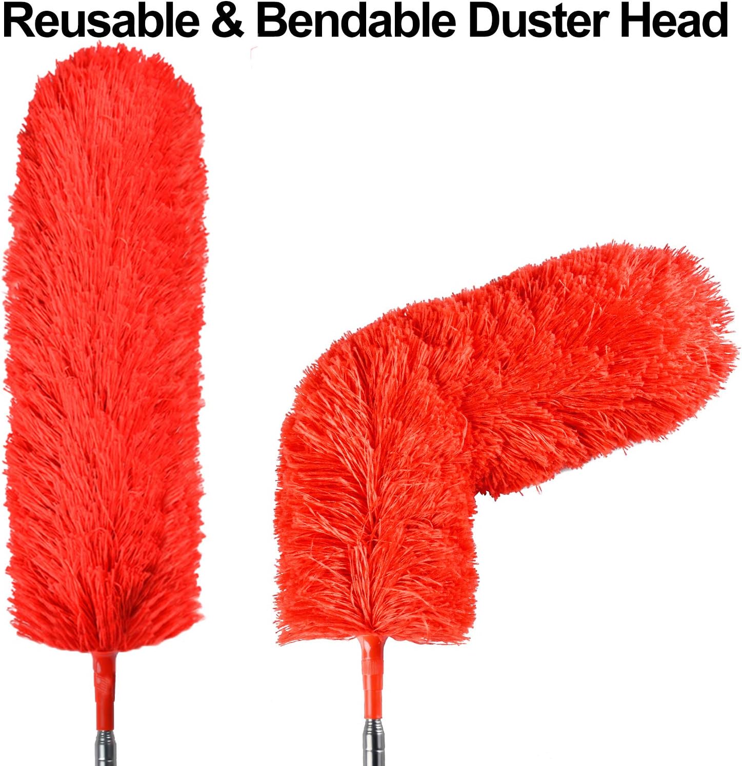Duster for High Ceiling, 100.6in Extendable Duster for Cleaning, Telescoping Long Handle Duster with Bendable Head, Microfiber Duster with Extension Pole, Feather Dusters for Home
