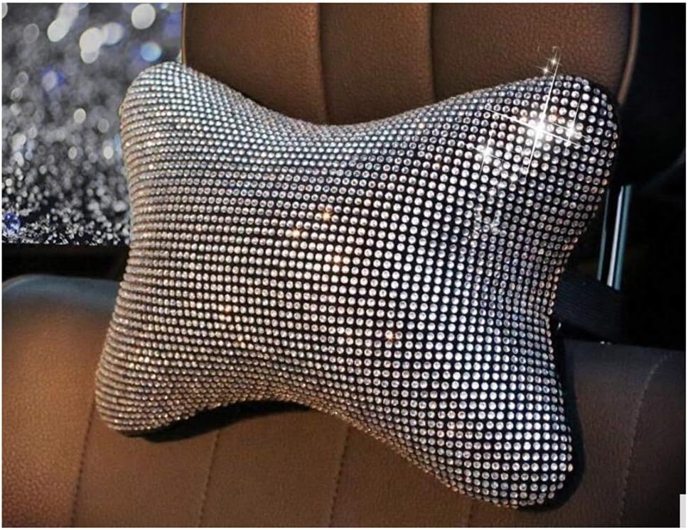 1 Pc Crystal Rhinestone Car Headrest Pillow Neck Support Cushion