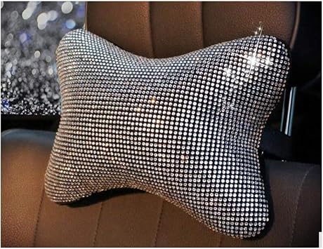 1 Pc Crystal Rhinestone Car Headrest Pillow Neck Support Cushion