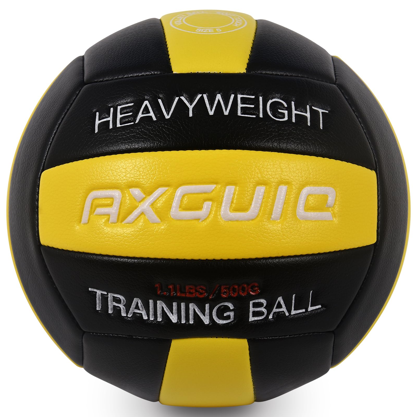 AXGUIQ 1.1LBS Heavy Weighted Training Volleyball Practice Equipment Volleyball Soft Leather Grip Durability Serve Trainer Size 5 Setter Training (Deflated)