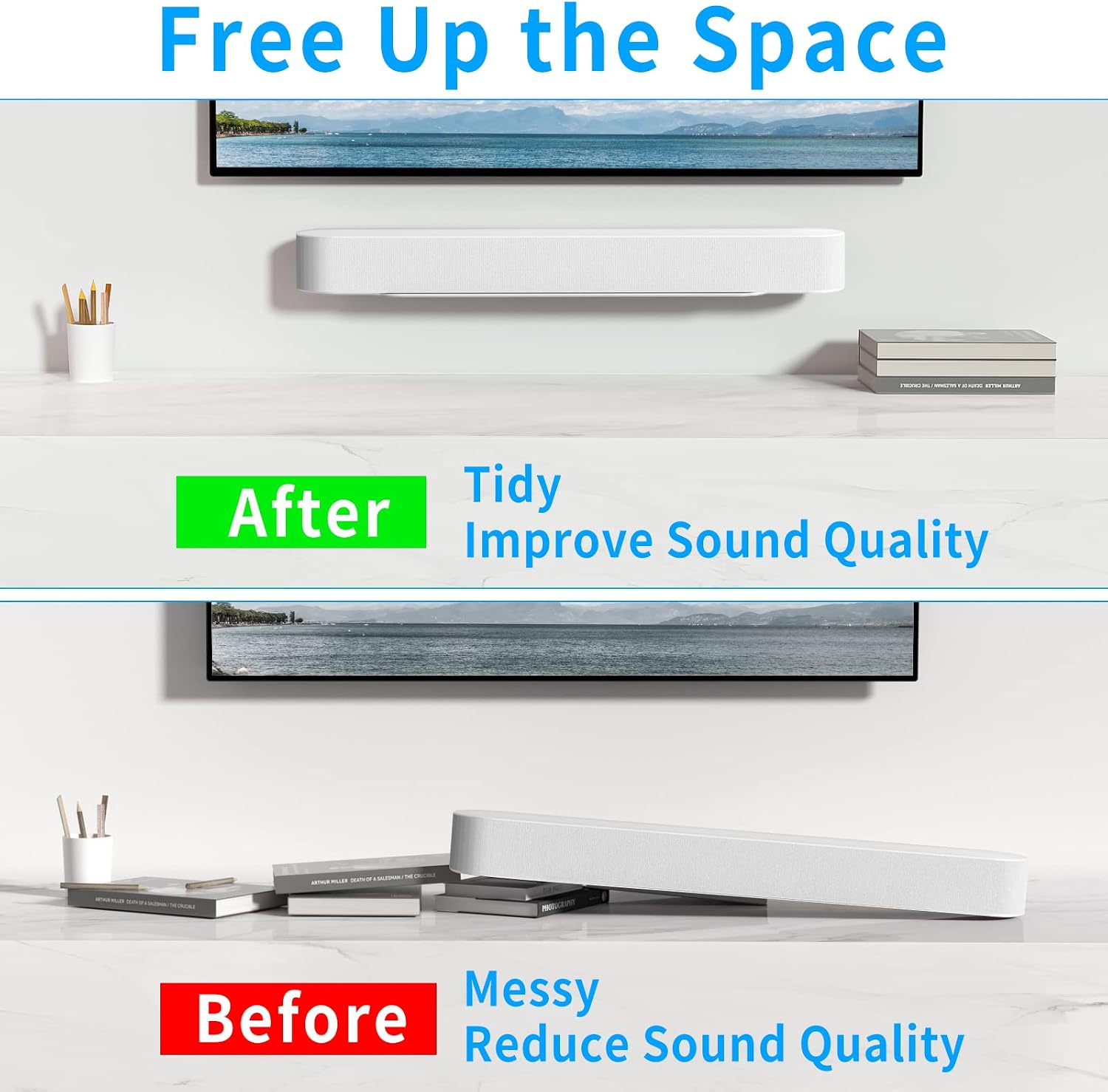 Soundbar Mount for Sonos Beam Wall Mount Bracket Compatible with Sonos Beam Sound Bar Mounts Mounting Bracket, White