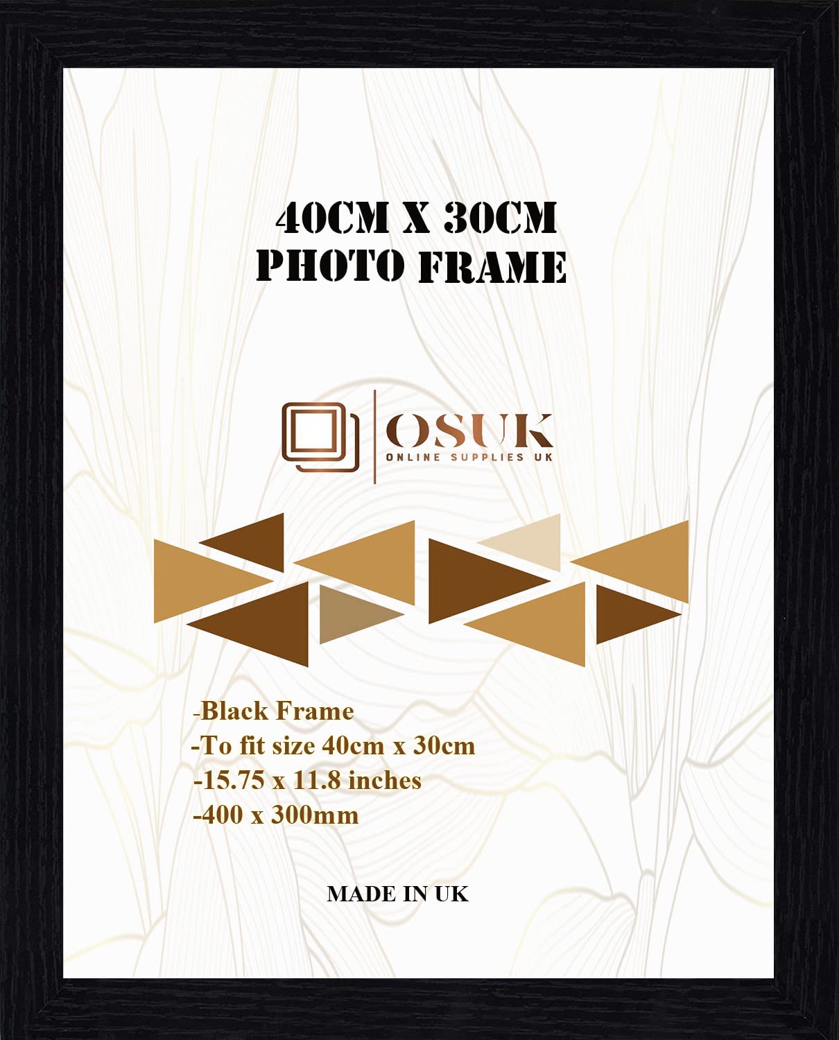 Frame Eazy Black Osuk 30X40cm Picture Frame - 40 X 30Cm Photo Frames With Safe Perspex Front & Wall Hanging Hooks - 40Cm X 30Cm Poster Frames