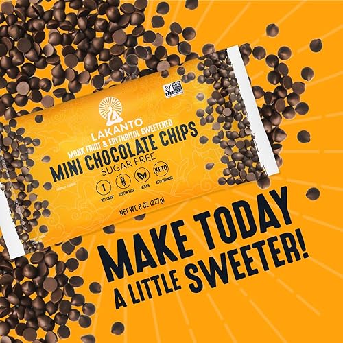 Vista 24 de Lakanto Chips de chocolate semidulces sin azúcar, edulcorante de fruta de monje y eritritol, perfecto para hornear, panqueques, magdalenas, bocados