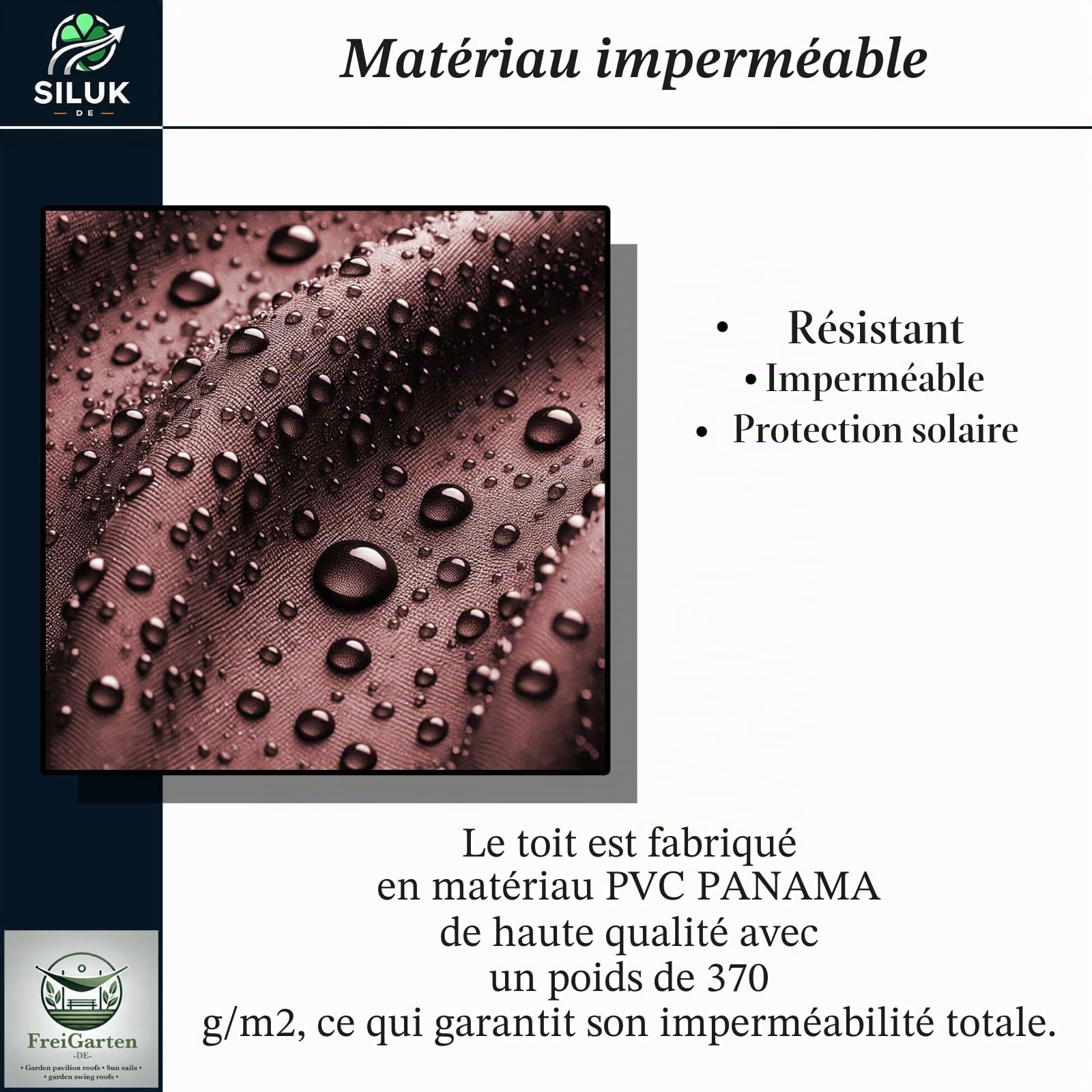 Toit de remplacement pour gazebo, 3 x 4 m, imperméable, matériau : Panama PVC Souple 370 g/m², ultra résistant, modèle 7 (marron)