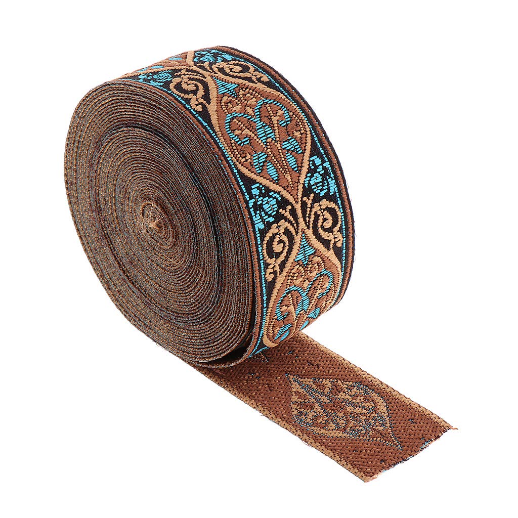 Juego de 10 cintas de tela jacquard de 5 m para costura y manualidades, 3 cm, color azul