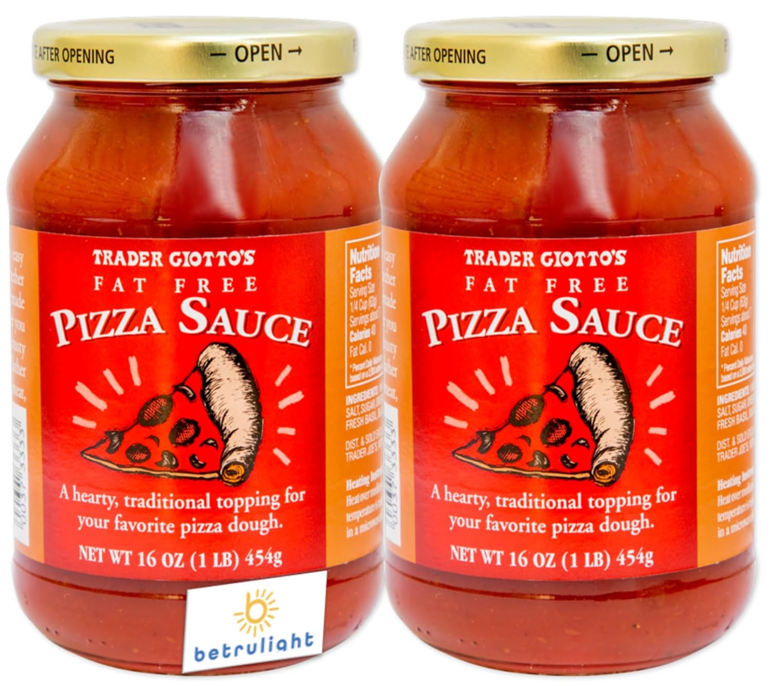 Trader Joes Fat & Cholesterol Free Pizza Sauce A Hearty, Traditional Topping for