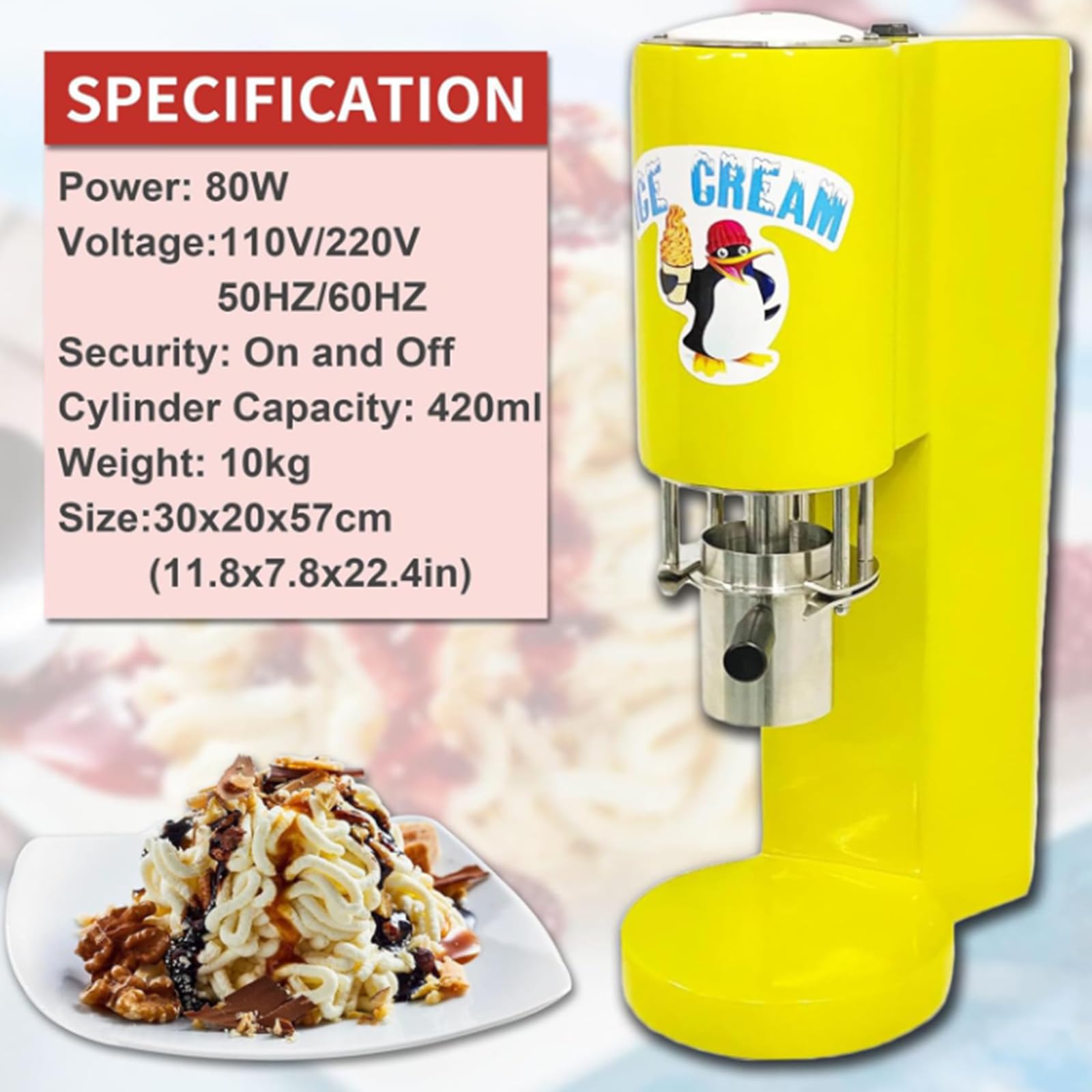 Machine à crème glacée à spaghetti, machine à fabriquer des formes de nouilles pour les magasins de crème glacée, les restaurants et les snack-bars