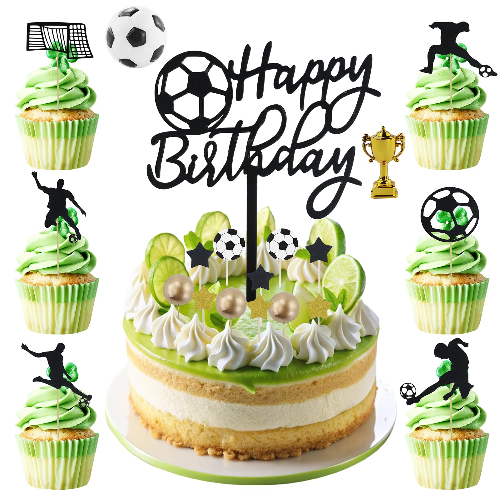 Decorazione per torta a tema calcio, decorazione per compleanno