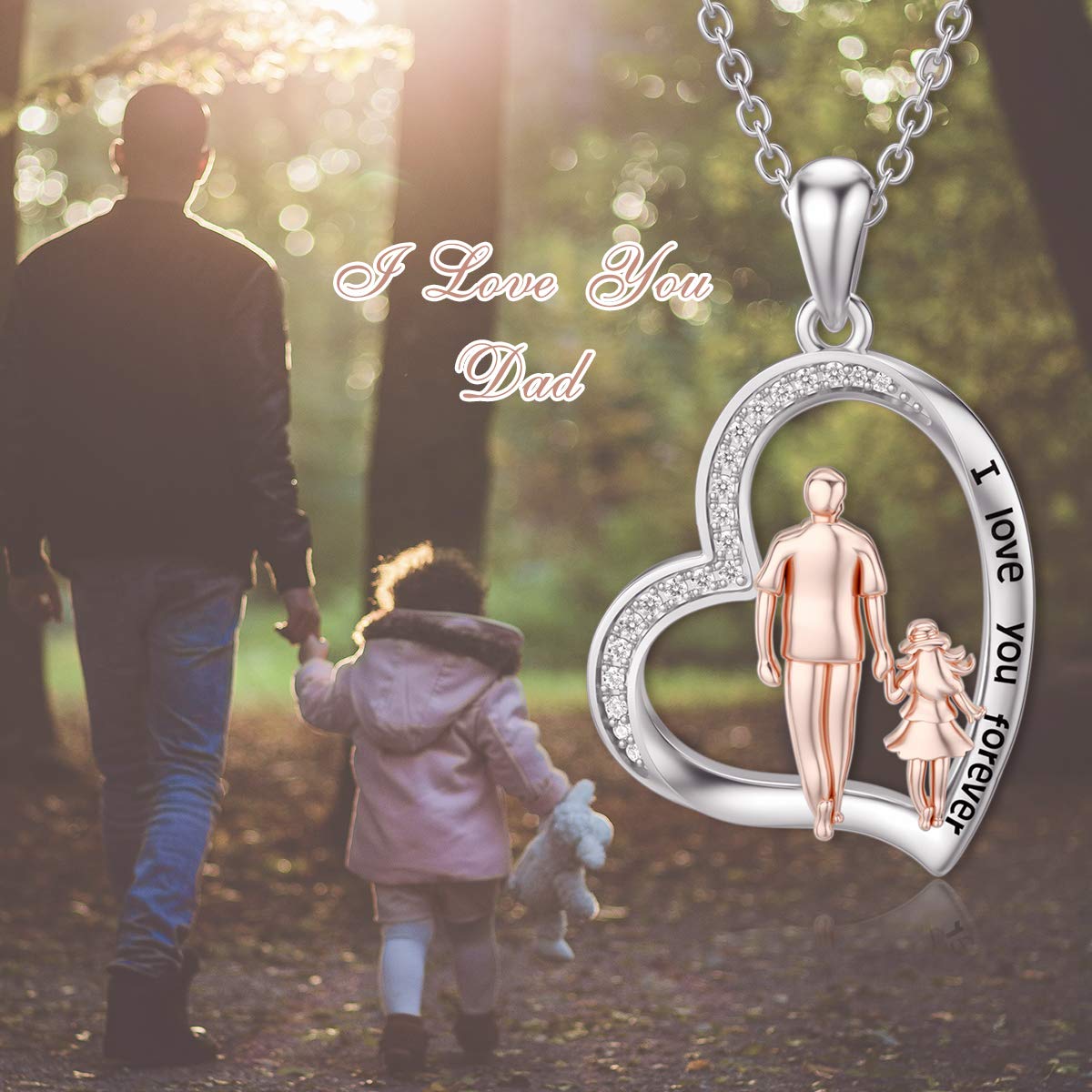 Vater Tochter Halskette für Damen 925 Sterling Silber Tochter Geburtsstein Anhänger Kette Geburtstag Weihnachten Schmuck Geschenke für Daughter von Papa