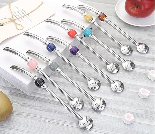 Miniatura 8 de Yerba Mate Bombilla - Paja de acero inoxidable, hoja suelta, de acero inoxidable, filtro de pajita, cucharas para beber cucharas de filtro para