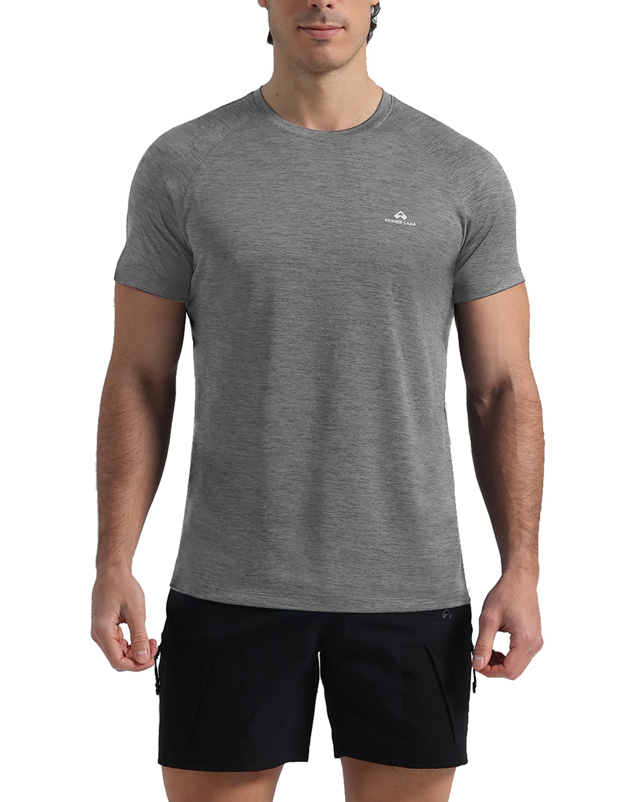 Pioneer Camp Mens Moisture Wicking Running Workout Shirt Performance Athletic T-Shirts UPF 50+ Short Sleeve Active Gym Tops