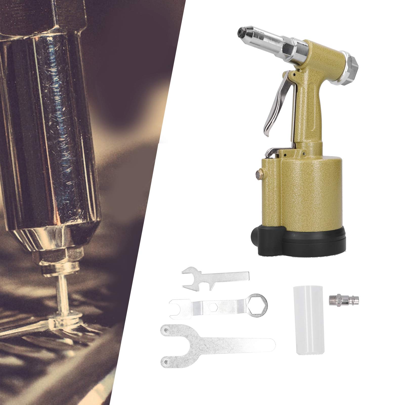 Hydrauliczny Pneumatyczny Pistolet do Nitowania, Nitownica Pneumatyczna z Aluminium Lotniczego, ściągacz Nitów z 3 Szczękami KP 703 Skok 20 Mm od 0,5 do 0,7 MPA Nitów Stalowo-aluminiowych