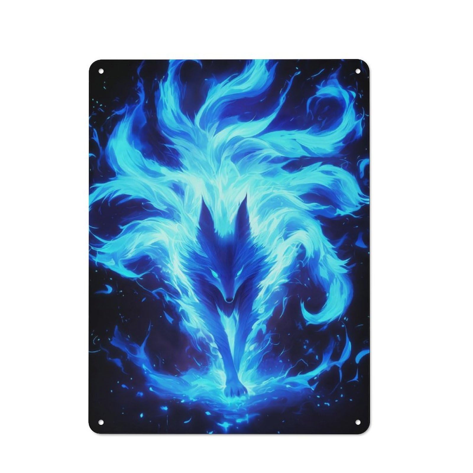 Junmoney Power Kitsune Fox Retro Metal Sign 40X30cm For Hobby Room Or Studio, Autumn Wall Decor For Creative Interior Collectors