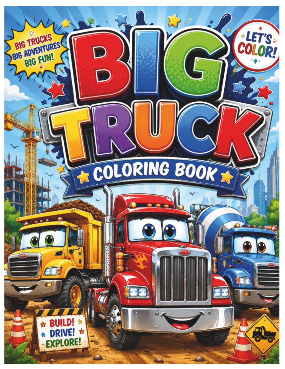 My First Big Truck Coloring Book: Fun and Easy Trucks to Color for Kids Ages 3–8 | Monster Trucks, Fire Trucks, Dump Trucks, Construction Vehicles & More