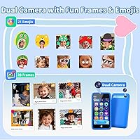 Vista 4 de MOMILLA Toys - Teléfono inteligente para niños, cámara dual de pantalla de 3.97 pulgadas con 21 calcomanías, regalos de cumpleaños para niños