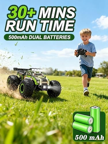 Miniatura 6 de Auto a control remoto, juguete de autos a control remoto, camión RC de alta velocidad de 20 KMH todoterreno con 2 faros delanteros y 2 baterías