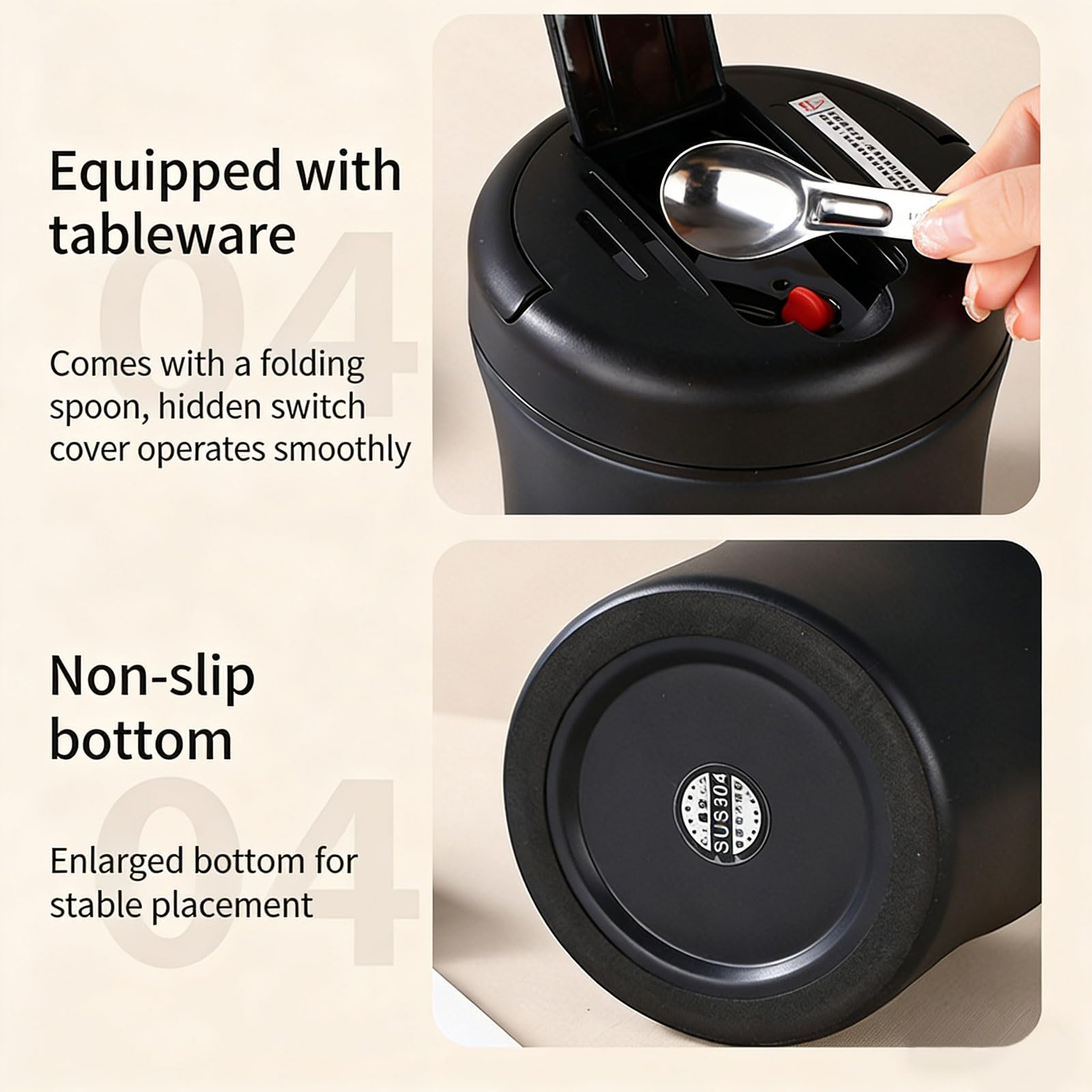 PANGBOER Barattolo per alimenti isolato di grande capacità da 1,5 l, con coperchio sicuro, rimane caldo o freddo per ore, ideale per viaggi, contenitore per il pranzo di grande capacità