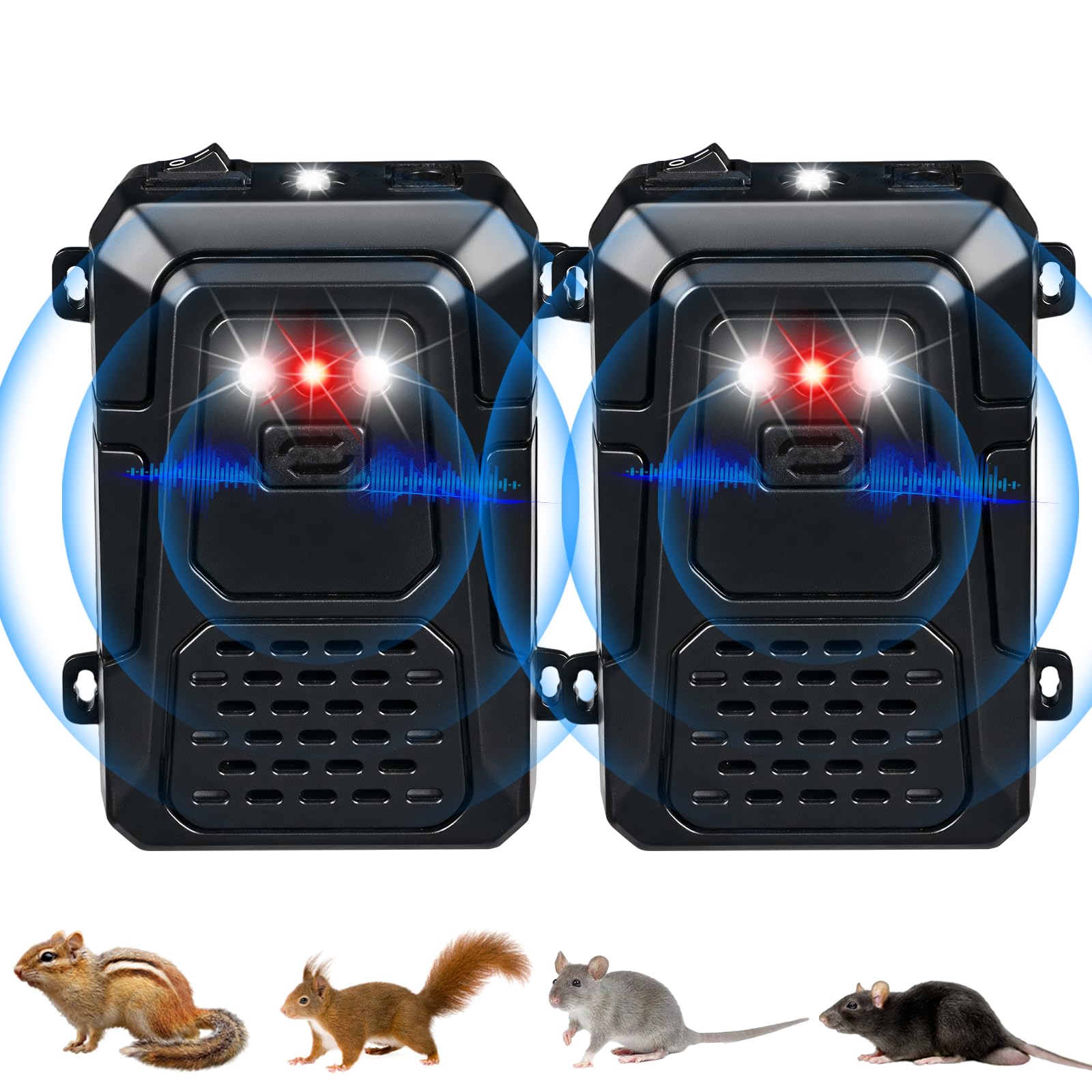 Car Rodent Repellent Ultrasonic Battery Operated Rodent Deterrent Under Hood Animal Repeller,Rat Deterrent for Car Engine,Rat Repellent for Car, Keeps Mice Squirrels Away from Vehicles Garages