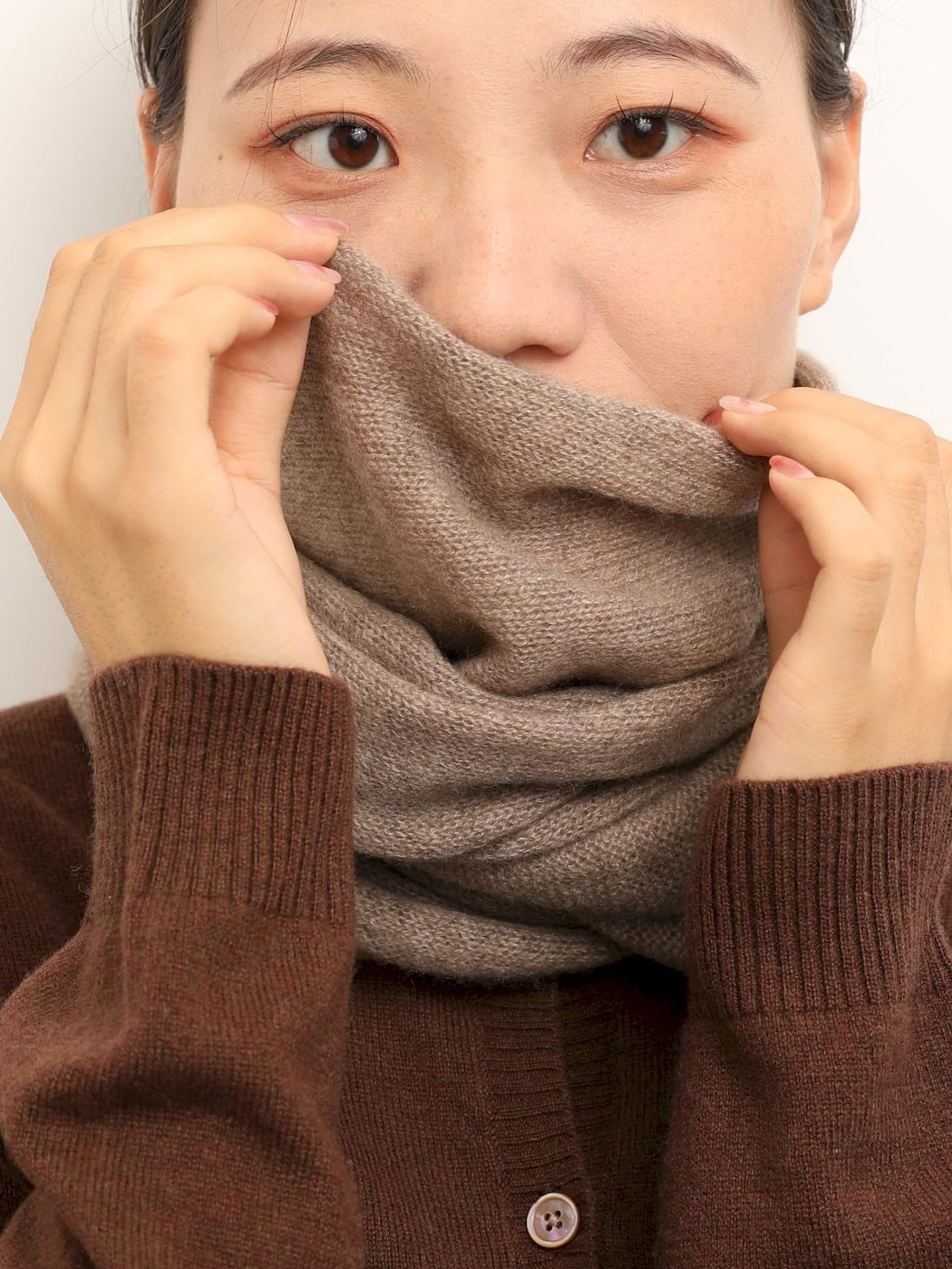 XL 100% Kaschmir-Wolle Unisex Loop Schal Cashmere Rundschal Strick-Schal Winter Rund-Halstuch Damen Herren Schlauch-Schal