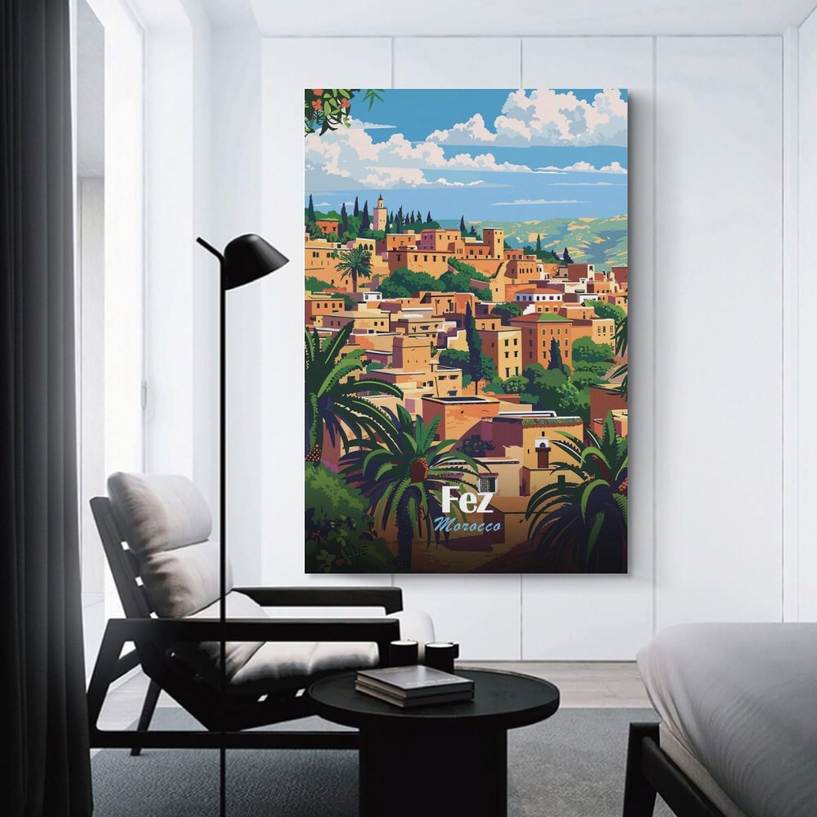 Junmoney Fez, Morocco Travel Canvas Wall Decor 20x30inch(50x75cm), for Home Lounge, Bedroom Or Reading Nook, A Home Accent with Warm Character