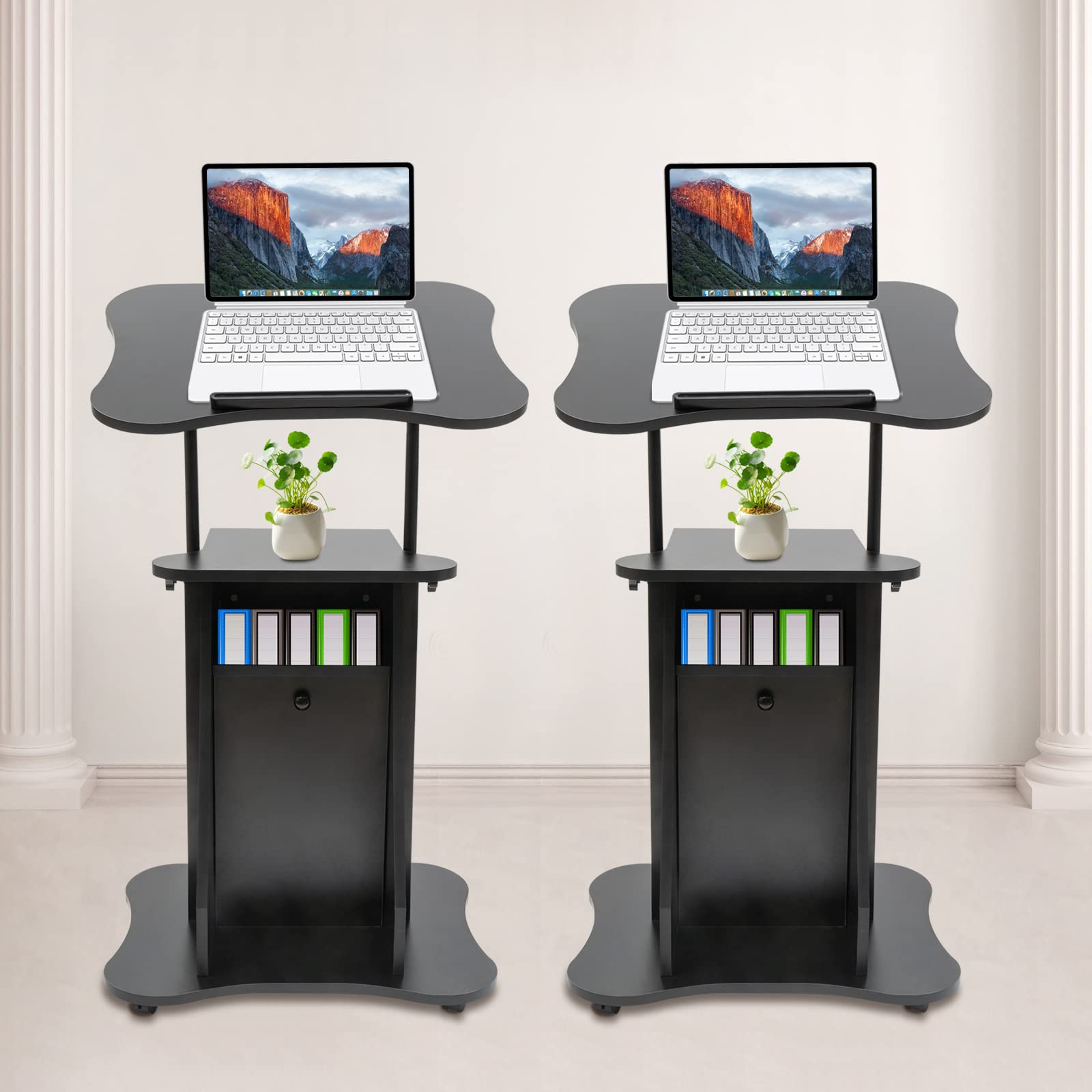 Snapklik.com : Mobile Laptop Podium Set Of 2, 26-43in Height Adjustable ...