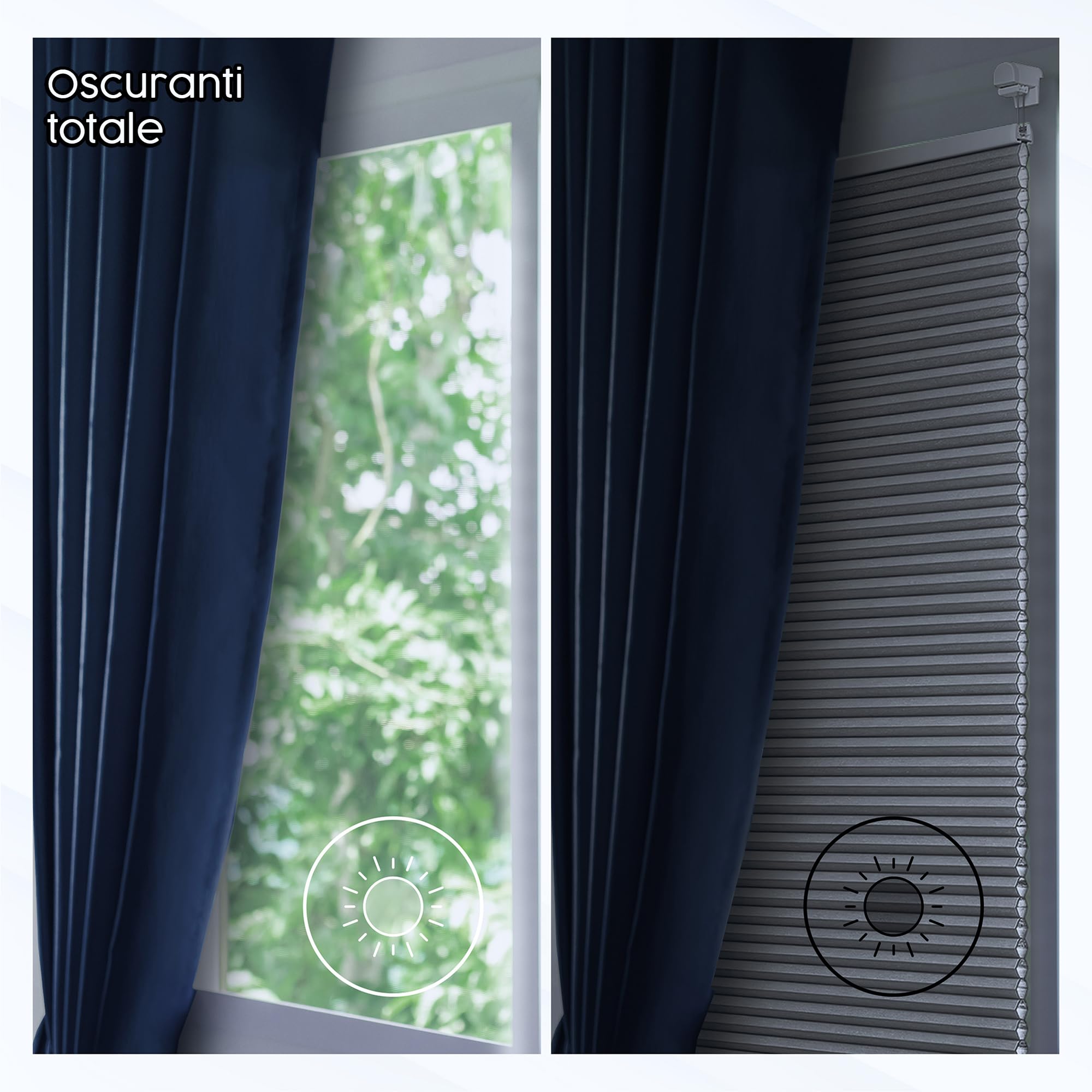 Concept Crystal® Tenda plissettata a nido d'ape PERSONALIZZATA CON FORATURA – Realizzata su misura – 6 diversi colori – Tende termiche oscuranti a nido d'ape per finestre (Altezza da 50 cm a 149 cm)