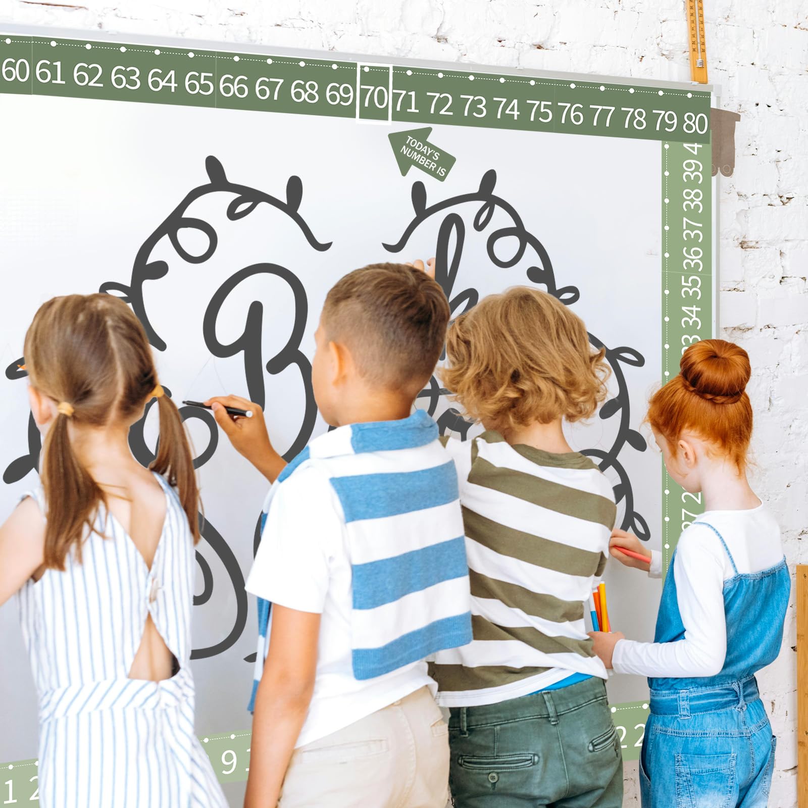 Amazon.com: FYSUIMU Sage Green Number Line Bulletin Board Borders