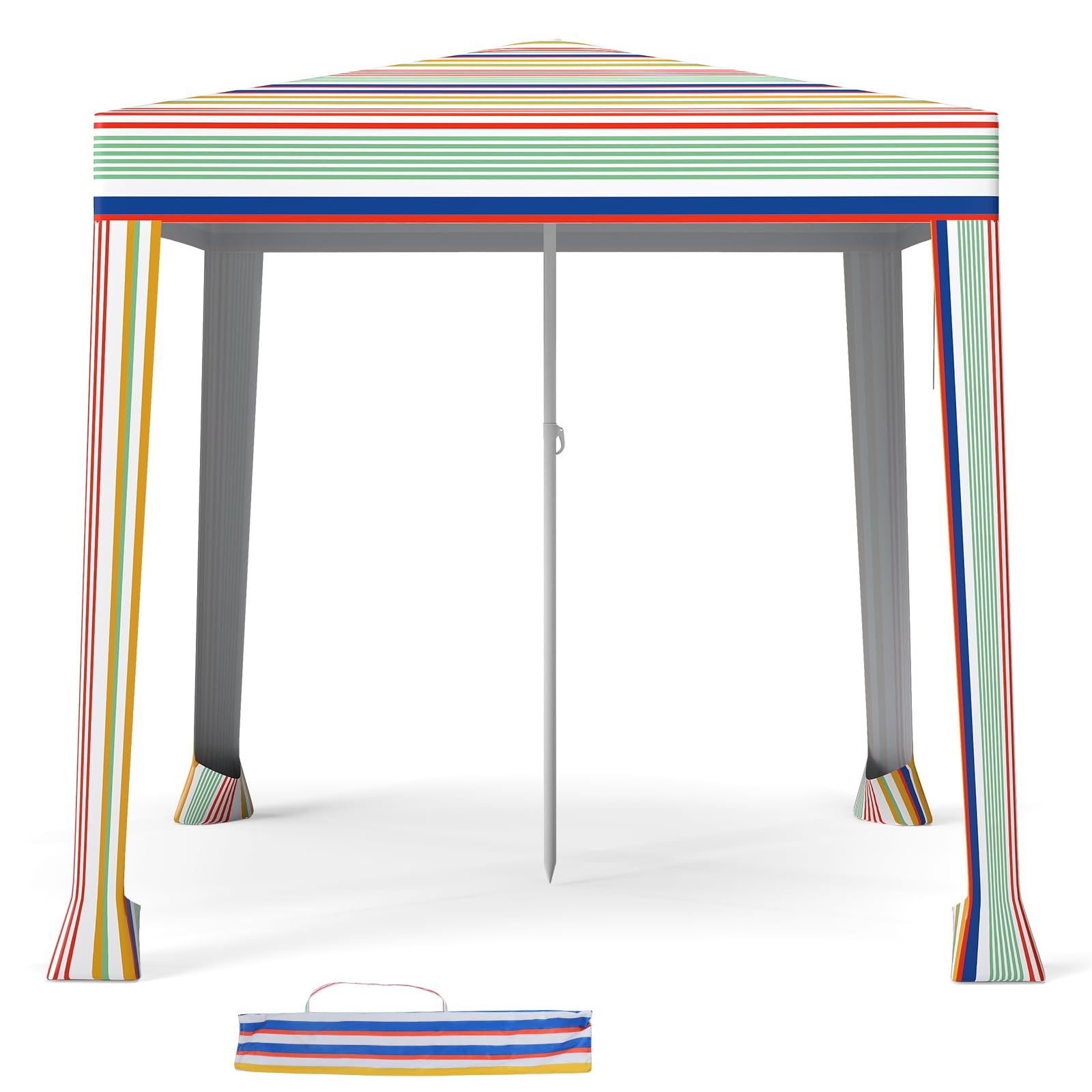 HOMASIS Tenda da Spiaggia 2 x 2 M, Gazebo da Spiaggia Portatile con Borsa da Trasporto, Tenda Pop-Up con Protezione Solare, Parasole da Mare con Portasciugamani per Famiglia, Vacanze, Colorato