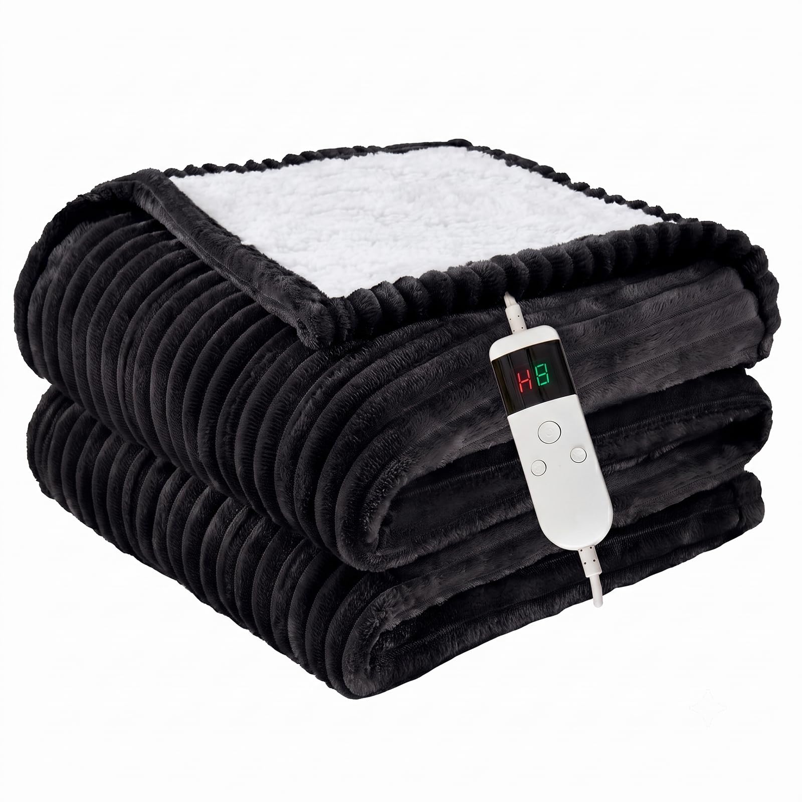 Heated Blanket Electric Full, Soft Flannel Heating Blanket with 8 Hours Auto Off 10 Fast Heating Levels Machine Washable Sherpa Heated Blanket with Overheating Protection