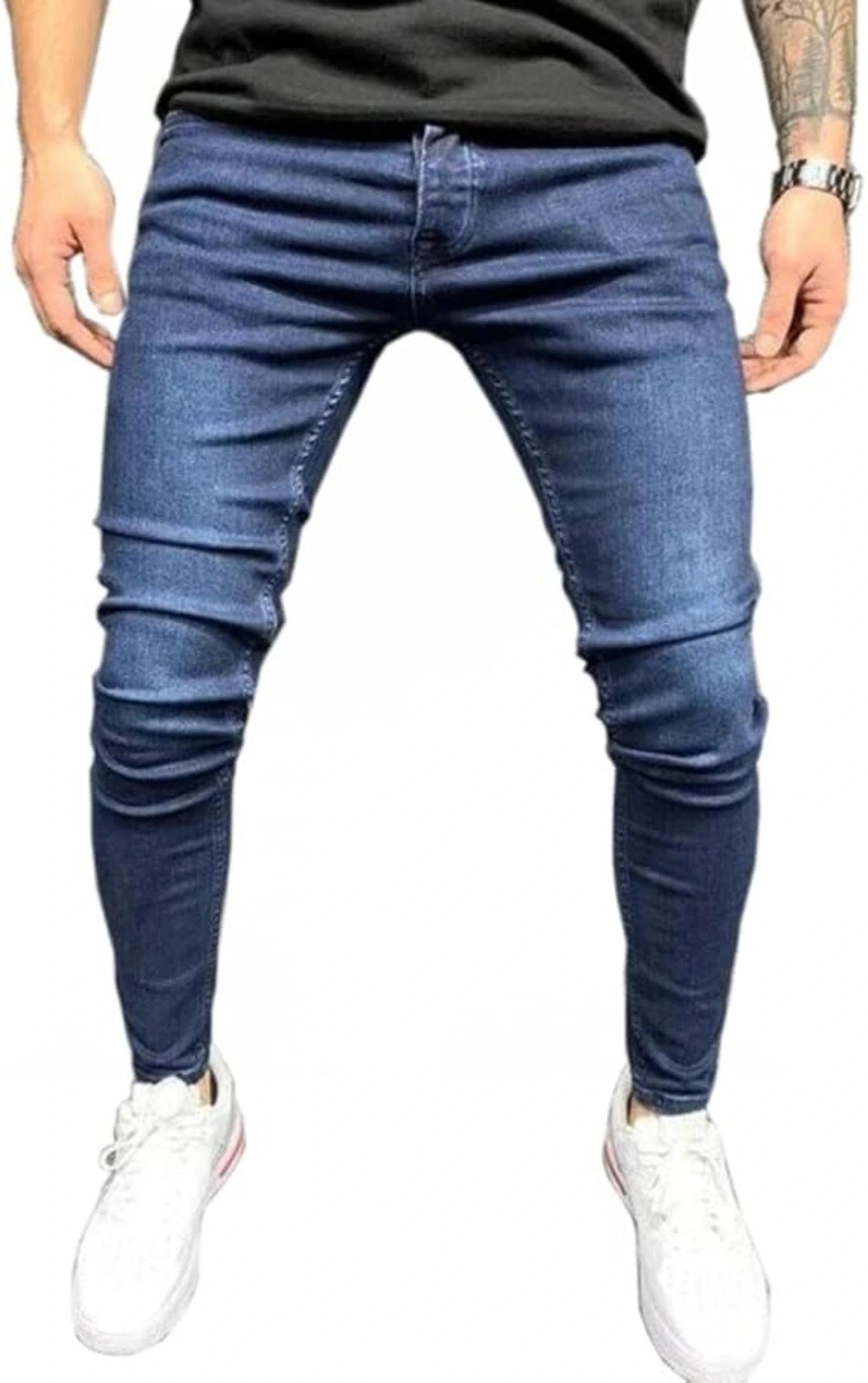 Mens Loose Fit Joggers Jeans Elastic Waist Drawstring Denim Pants Lightweight Classic Athletic Jean Trousers