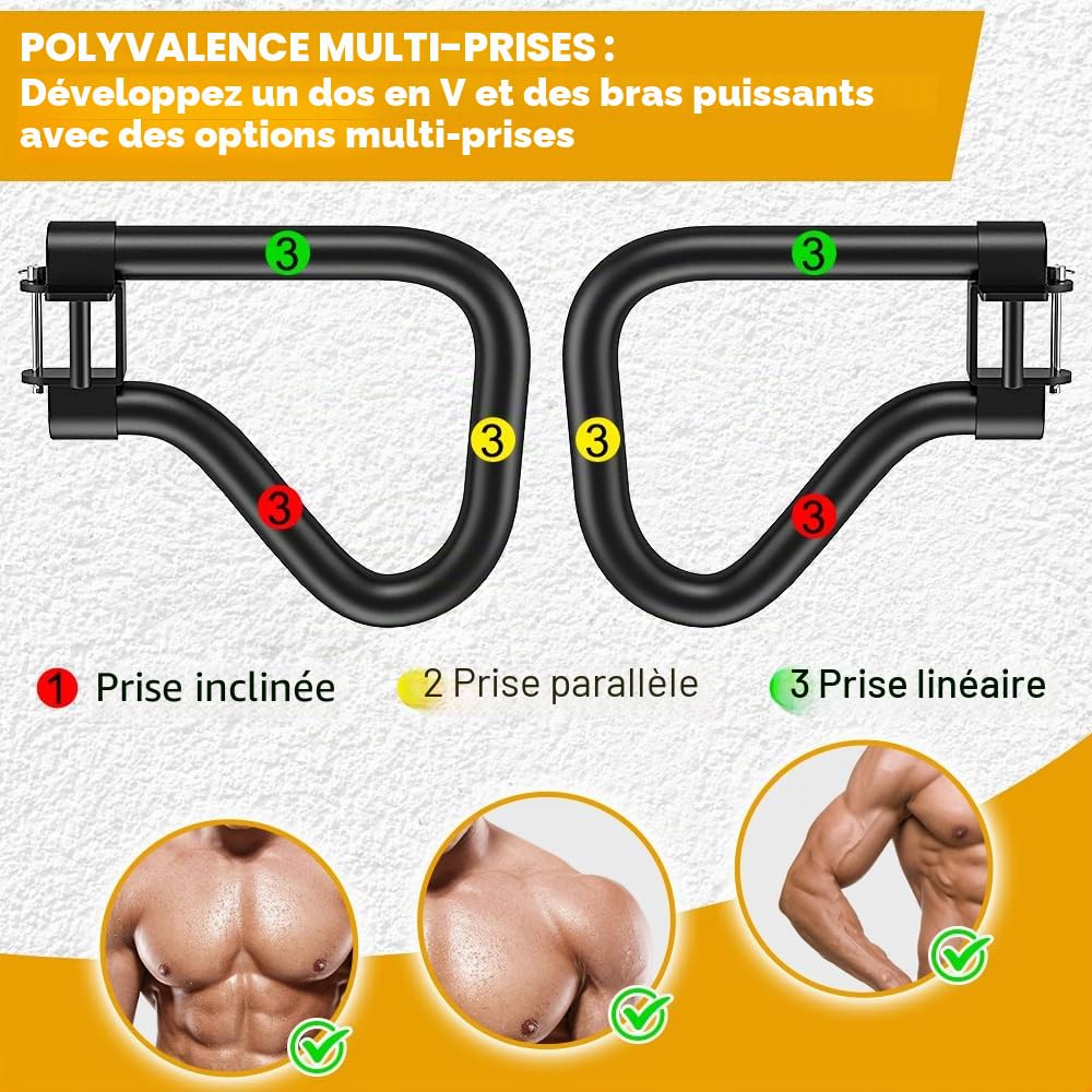Fixation pour barre de dips pour rack de squat, lot de 2 poignées étroites et larges pour dips, rangées inversées, pompes, tractions australiennes