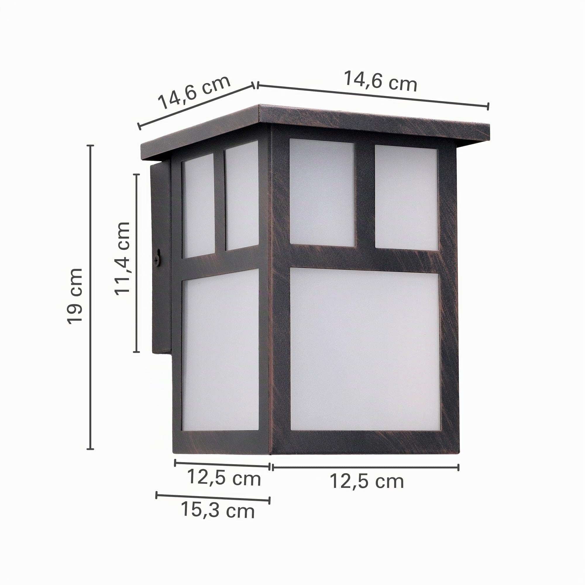 FORLIGHT Osaka (2 unidades) Aplique de Pared Exterior Rústico de Estilo Japonés. Farol de Pared para Bombilla E27. Lámpara de Pared para Jardín y Terraza IP23. Marrón Óxido