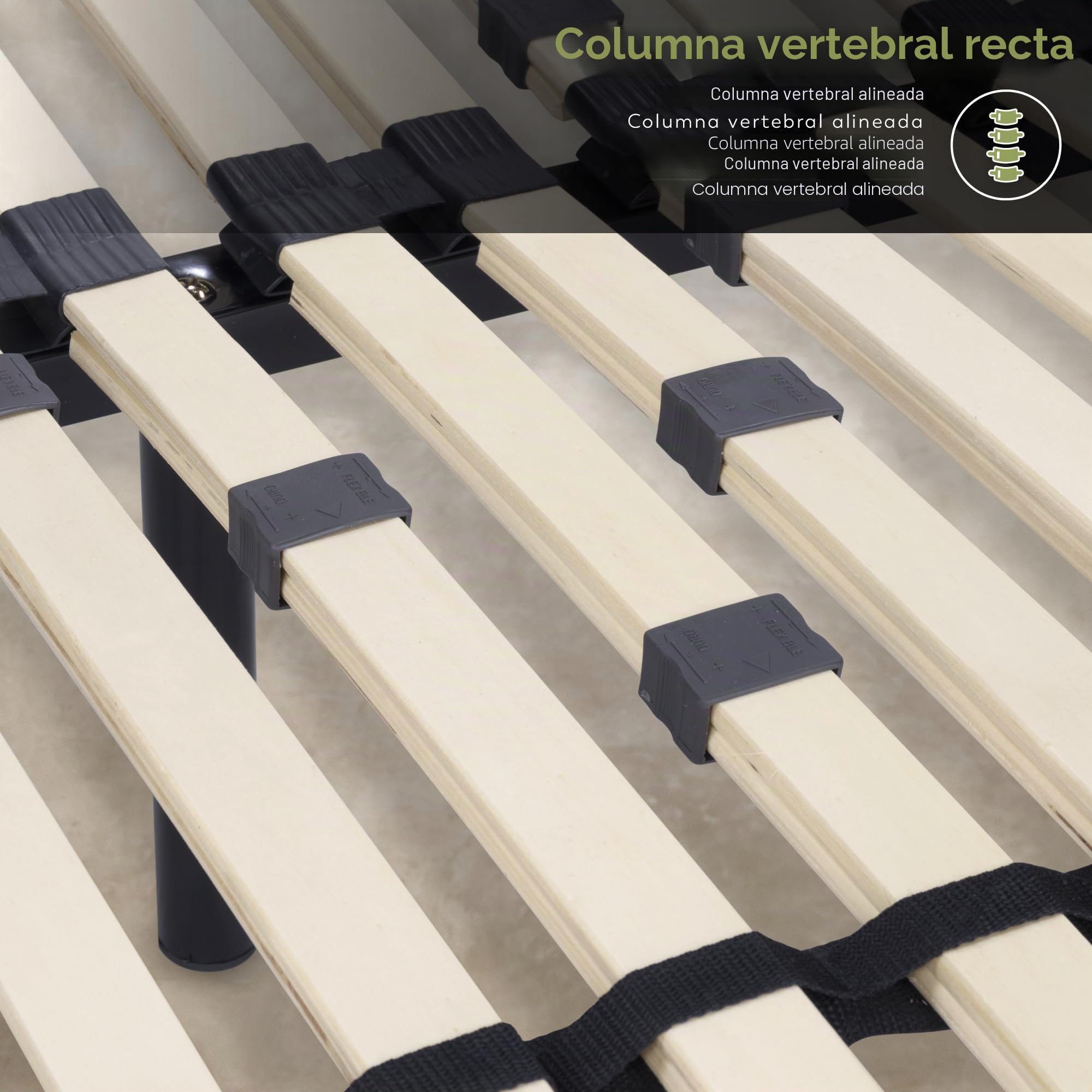 Somier Neeu IF32 140x200 cm con Listones Amortiguadores de Madera, Marco de Metal Sólido, Diferentes Tamaños, 23cm de Altura com Almacenamiento Debajo de la Cama