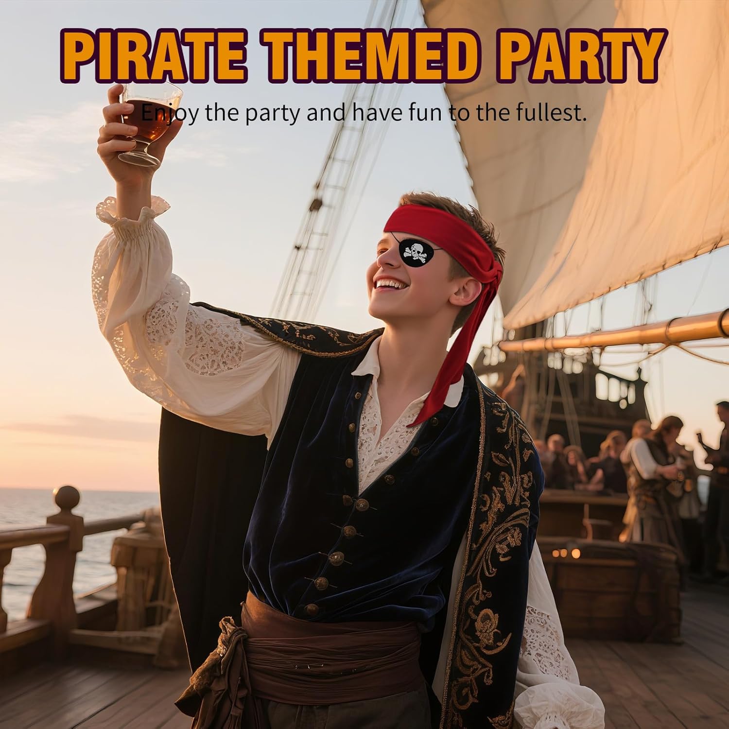 12 PCS Pirate Accessories for Men Women Pirate Bandana Headband Eye Patch Costume Party Favors Supplies for Halloween Night - Image 5