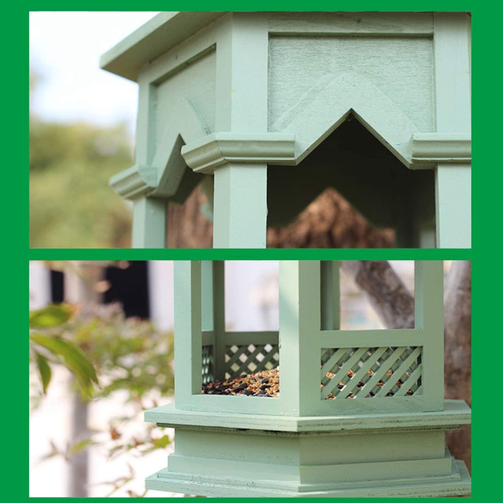 Colgante Casa gótica para pájaros, comedero para pájaros, Madera Maciza, Resistente a la Lluvia, casa para pájaros, decoración de Villa, casa de Familia Alimentación