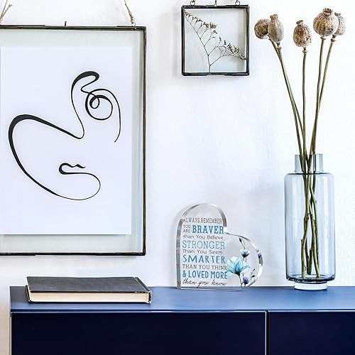 Vista 18 de Yulejo Regalos de agradecimiento para profesores de acrílico para mujeres, suculentas, letrero de corazón de agradecimiento, inspirador de fin