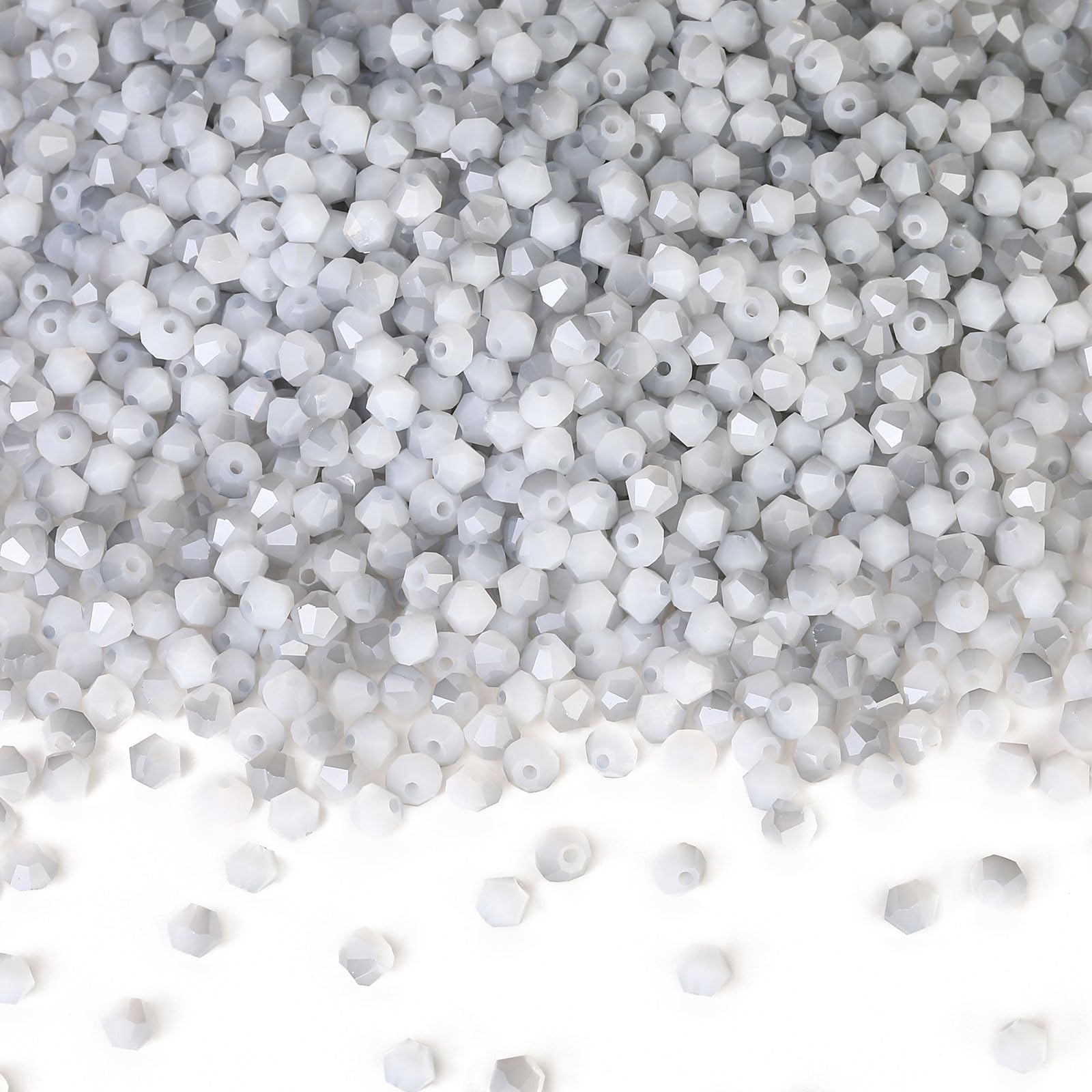 DoDoBeads 720 Pcs 4mm Bicone Crystal Beads, Half Coated Gray Opal Beads for Bracelet Making, Glass Beads for Bracelet Making, 4mm Beads for Jewellery Making, Small Beads for Friendship Bracelets โ image 1