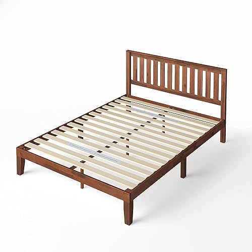 Miniatura 14 de Zinus cama con plataforma de madera maciza con cabecero de 12 pulgadas / Sin necesidad de resorte de caja / Soporte con listón de madera / Acabado