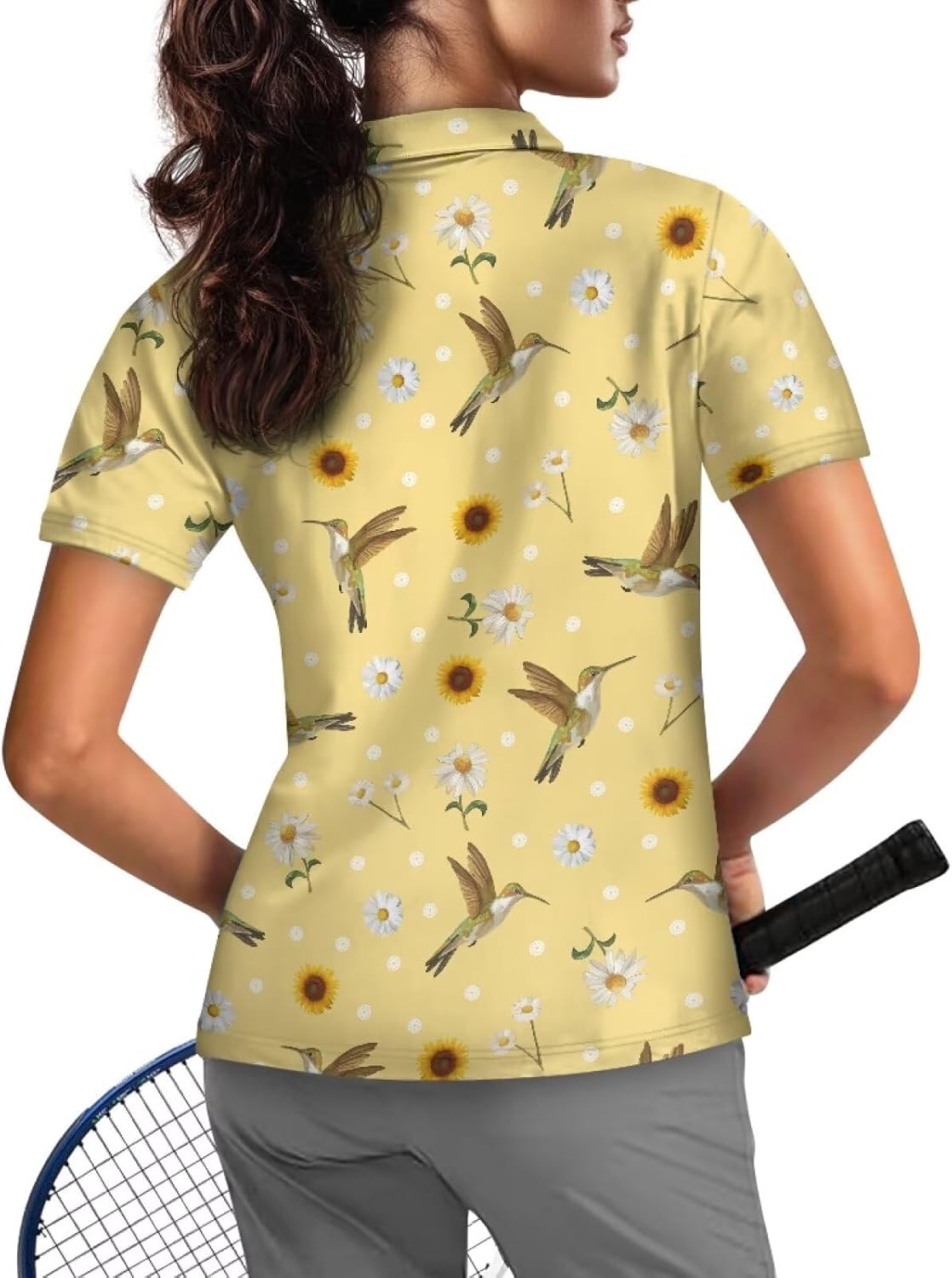 Women's Short Sleeve Golf Shirts Quarter Zip Polo Shirts Quick Dry Collared Tennis Hiking Athletic Tops Activewear