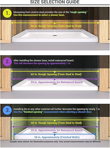 Miniatura 4 de DreamLine Unidoor Plus SHDR-245457210-09 - Puerta de ducha con bisagras sin marco de 54 12 - 55 pulgadas de ancho x 72 pulgadas de alto, color negro