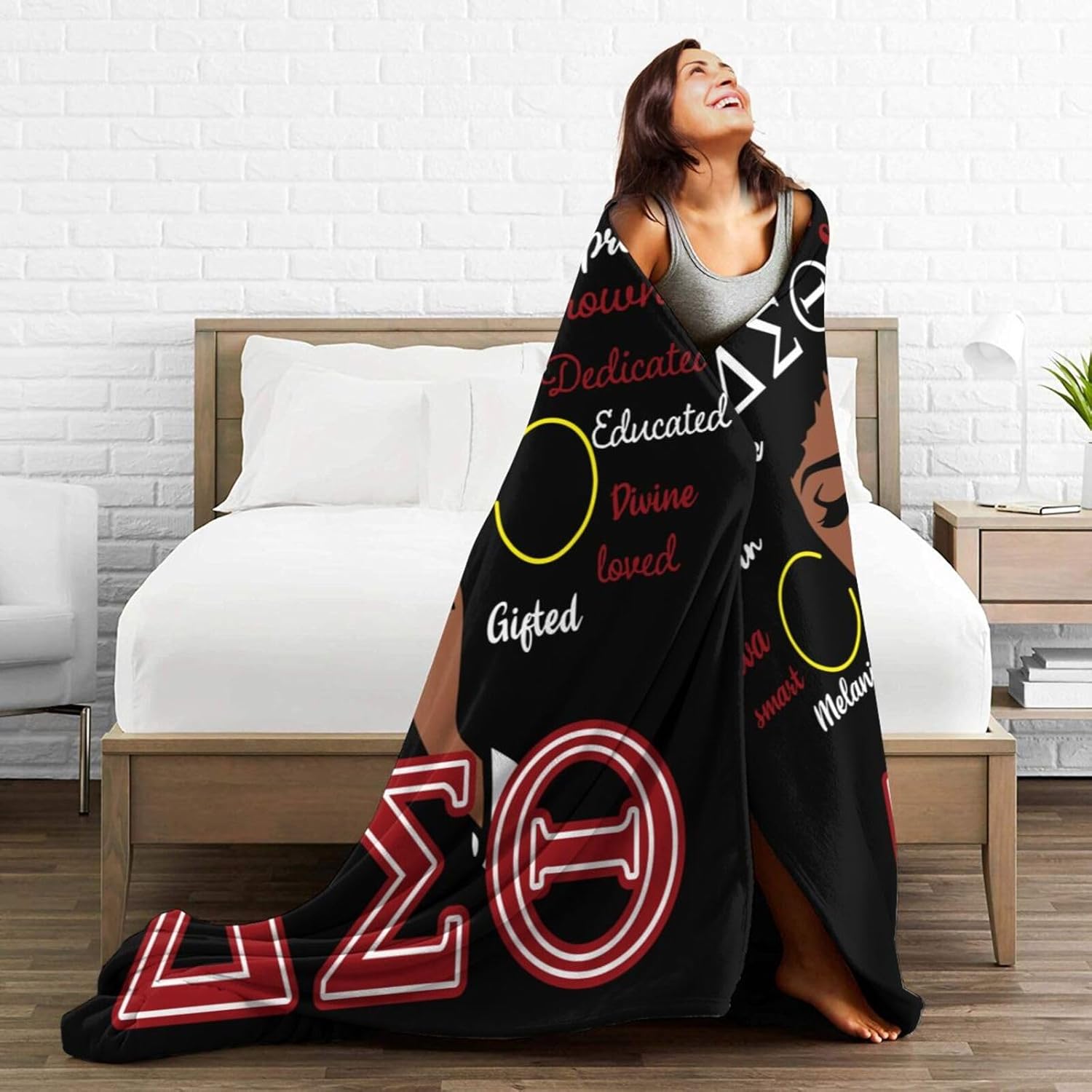 Sorority Gifts Blanket Throw Flannel Lightweight Comfortable Warm Paraphernalia Blankets for Women Girls (60"x 50")