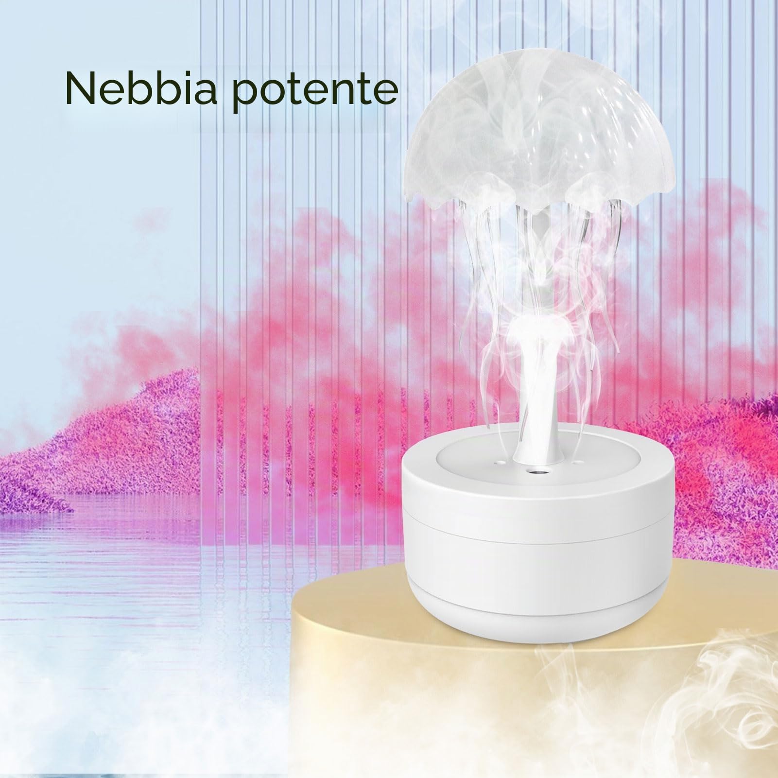 Mini Umidificatore, Umidificatore per da 300Ml con Luce Notturna a LED a 7 Colori Spegnimento Automatico Testa della Lampada Rotante Diffusore di Oli Essenziali da Scrivania