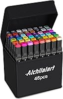 Vista 10 de Alchilalart - Juego de marcadores a base de alcohol, de 100 colores, de doble punta, para hacer bocetos, dibujar o hacer animaciones, para adultos